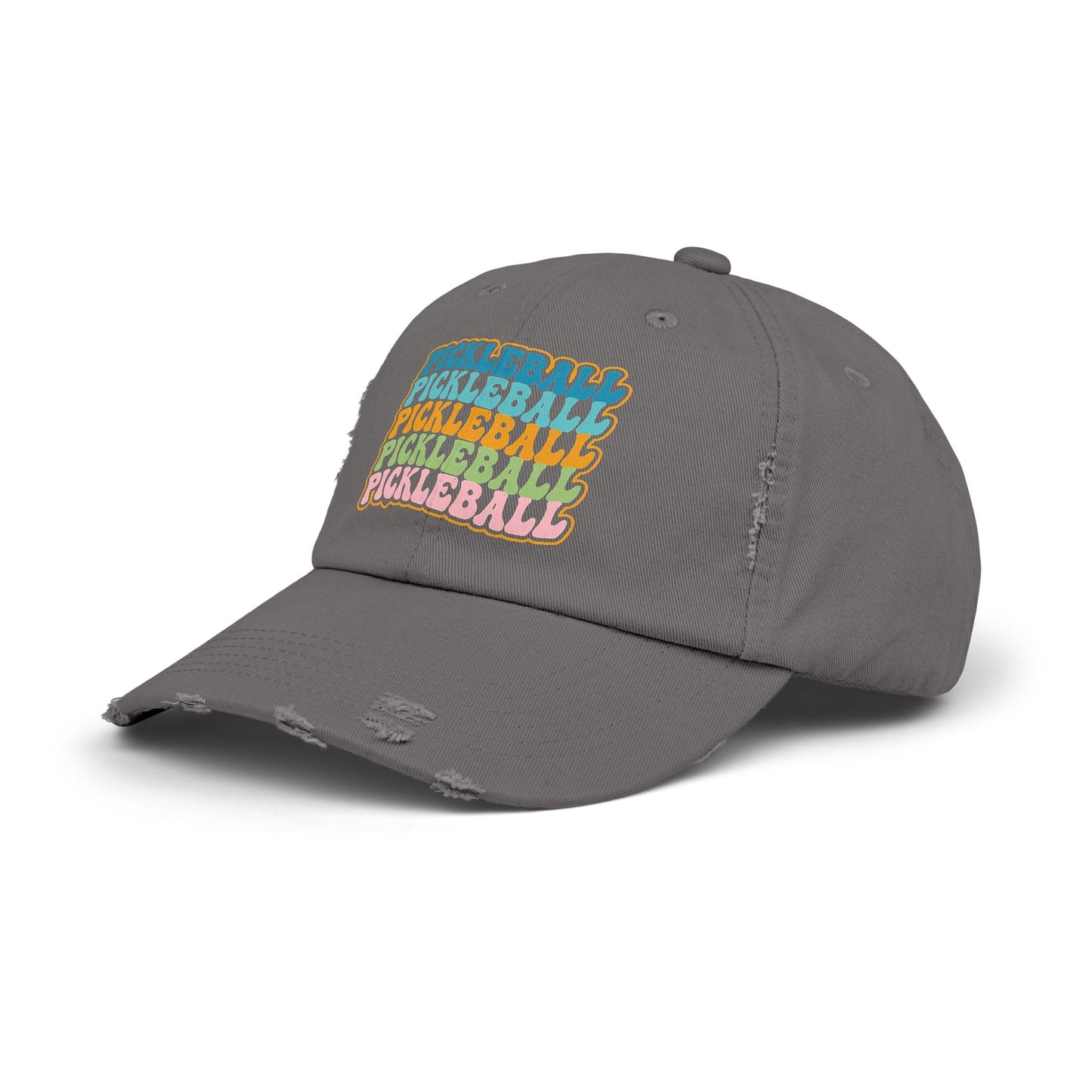 Retro "Pickleball" Distressed Cap — Vintage Rainbow Sport Hat
