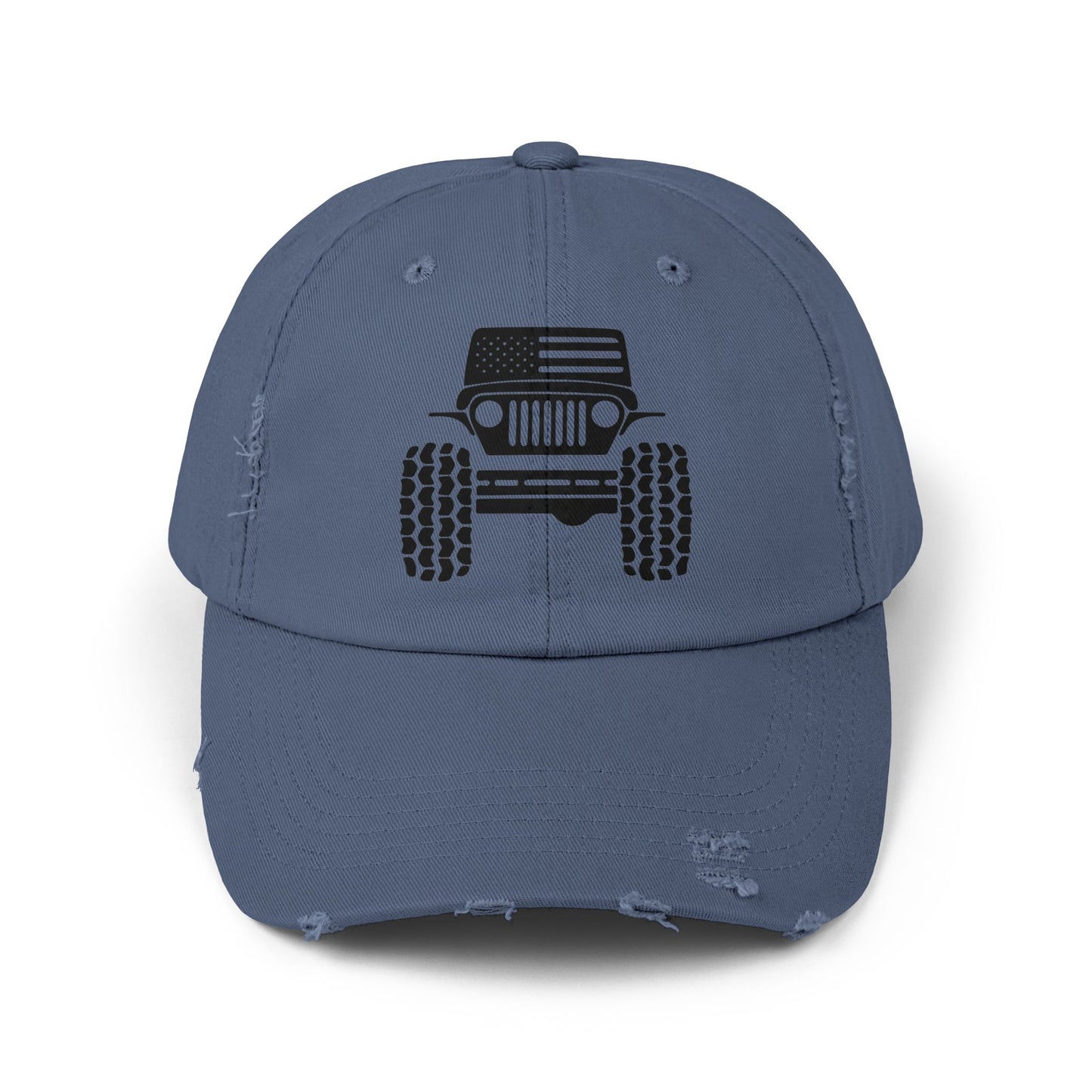 Jeep Front Off-Road Truck Cap — Distressed Canvas Hat for Truck & 4x4 Enthusiasts