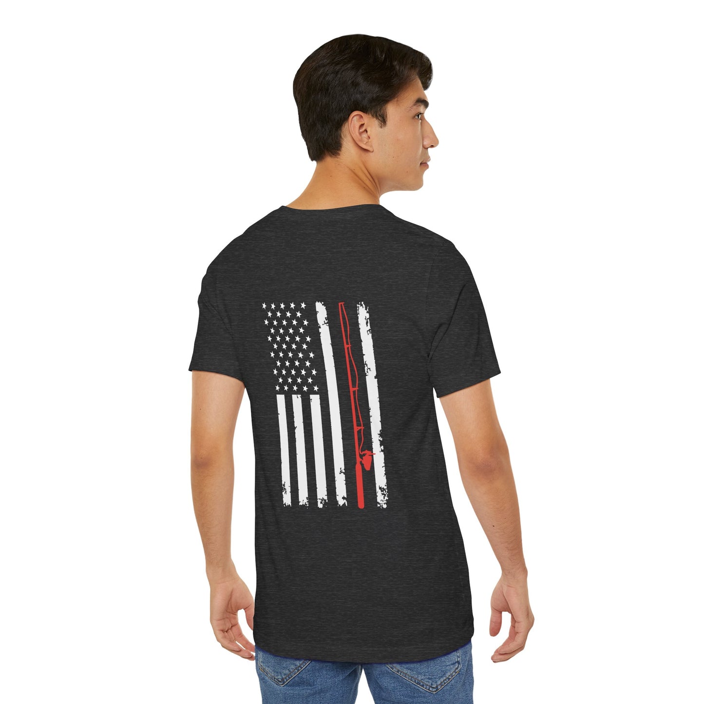 Flag with Fishing Rod Unisex Short Sleeve Tee