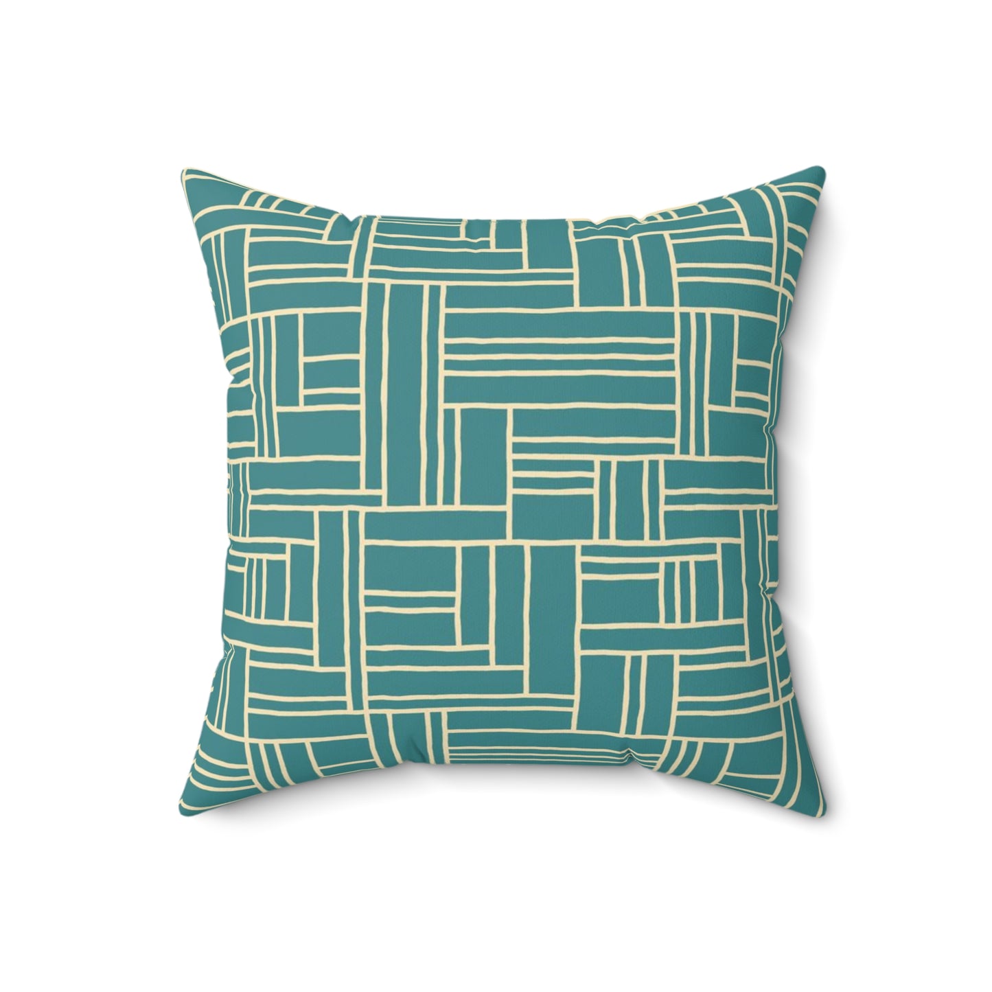 Teal Geometric Woven Pattern Pillow