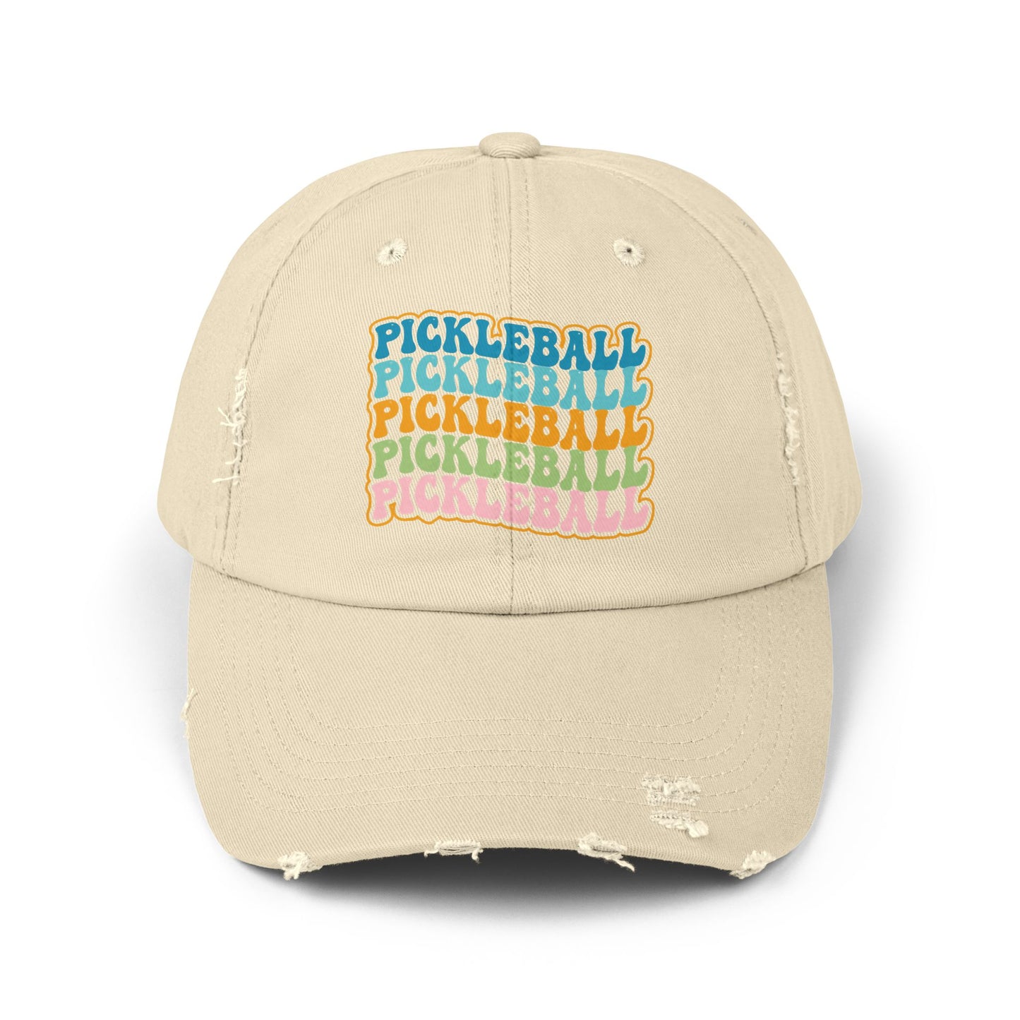 Retro "Pickleball" Distressed Cap — Vintage Rainbow Sport Hat