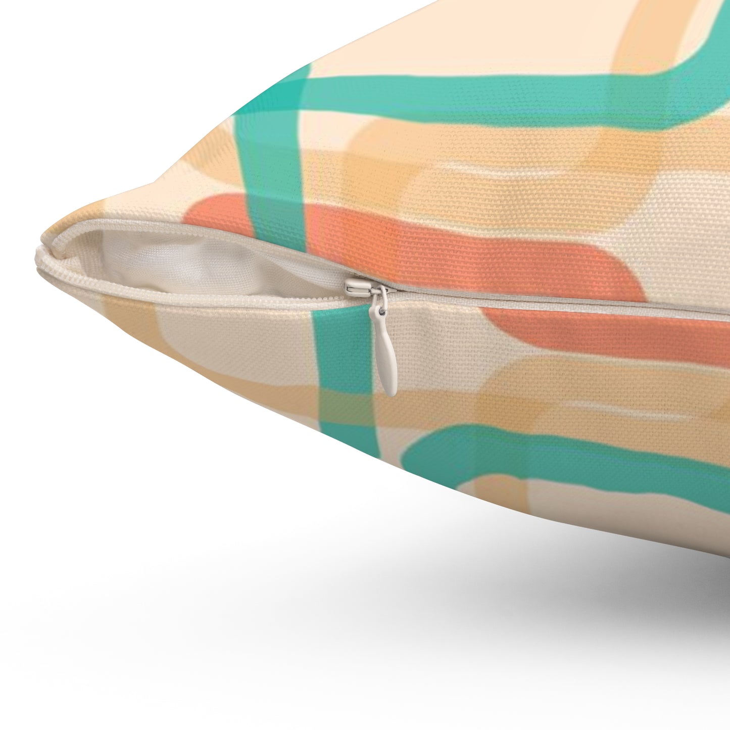 Mid-Century Geometric Throw Pillow — Retro Squares Pattern