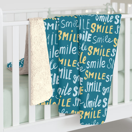 Smile Sherpa Fleece Blanket