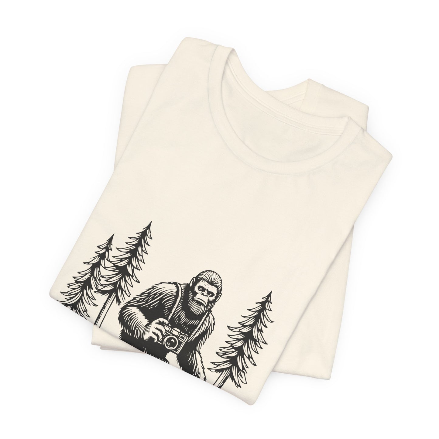 Bigfoot Forest Camera T-Shirt — Sasquatch Photography Graphic Tee