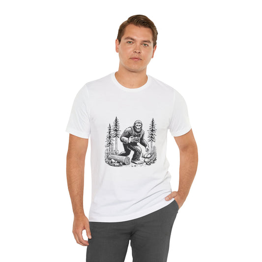 Bigfoot Forest Camera T-Shirt — Sasquatch Photography Graphic Tee