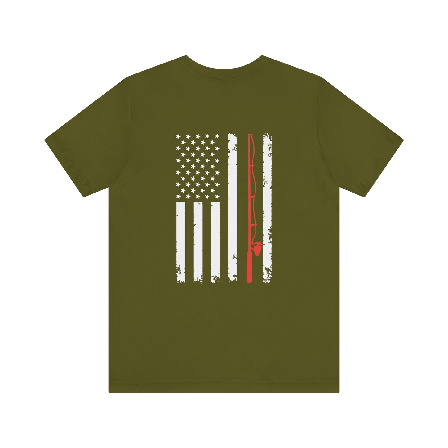 Flag with Fishing Rod Unisex Short Sleeve Tee