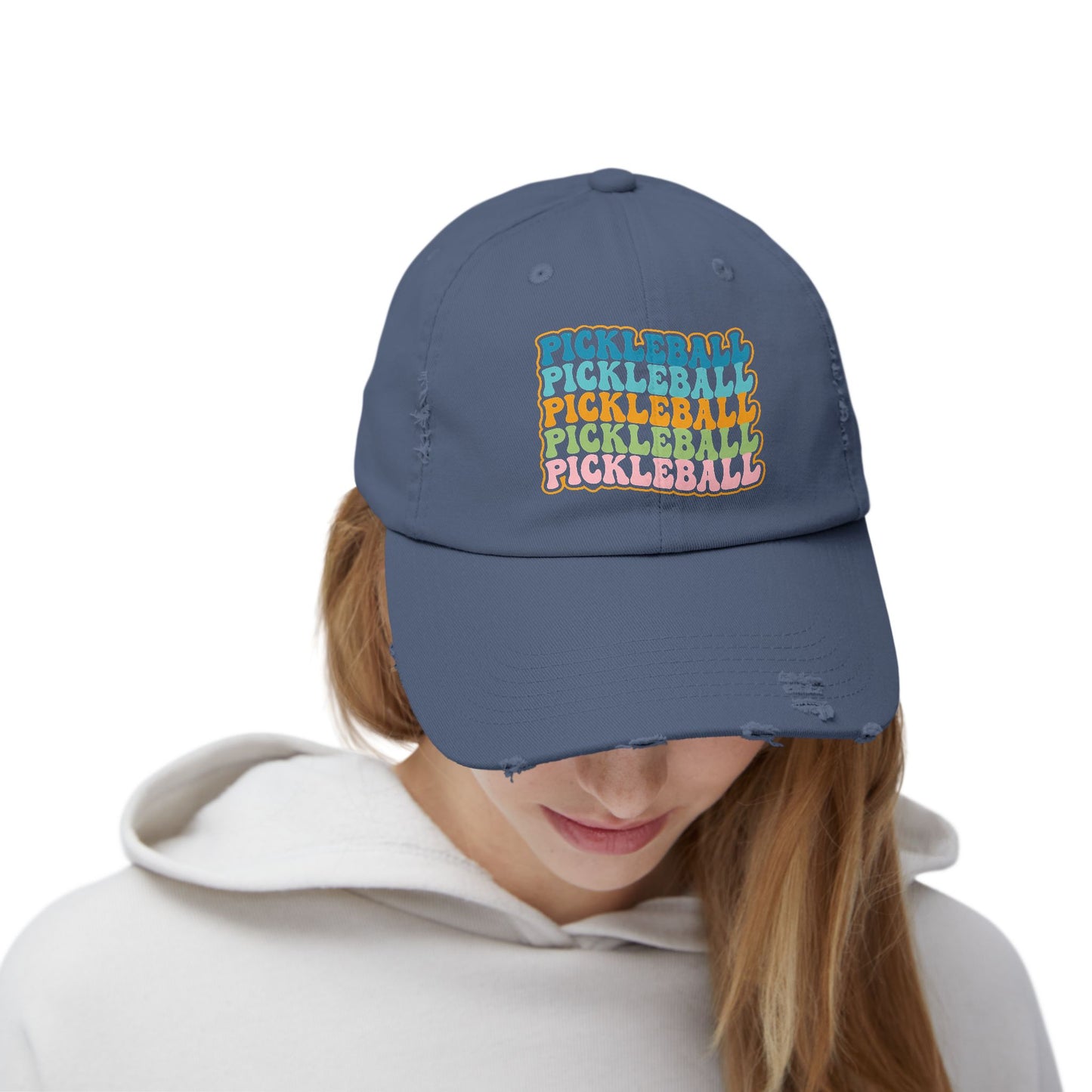 Retro "Pickleball" Distressed Cap — Vintage Rainbow Sport Hat