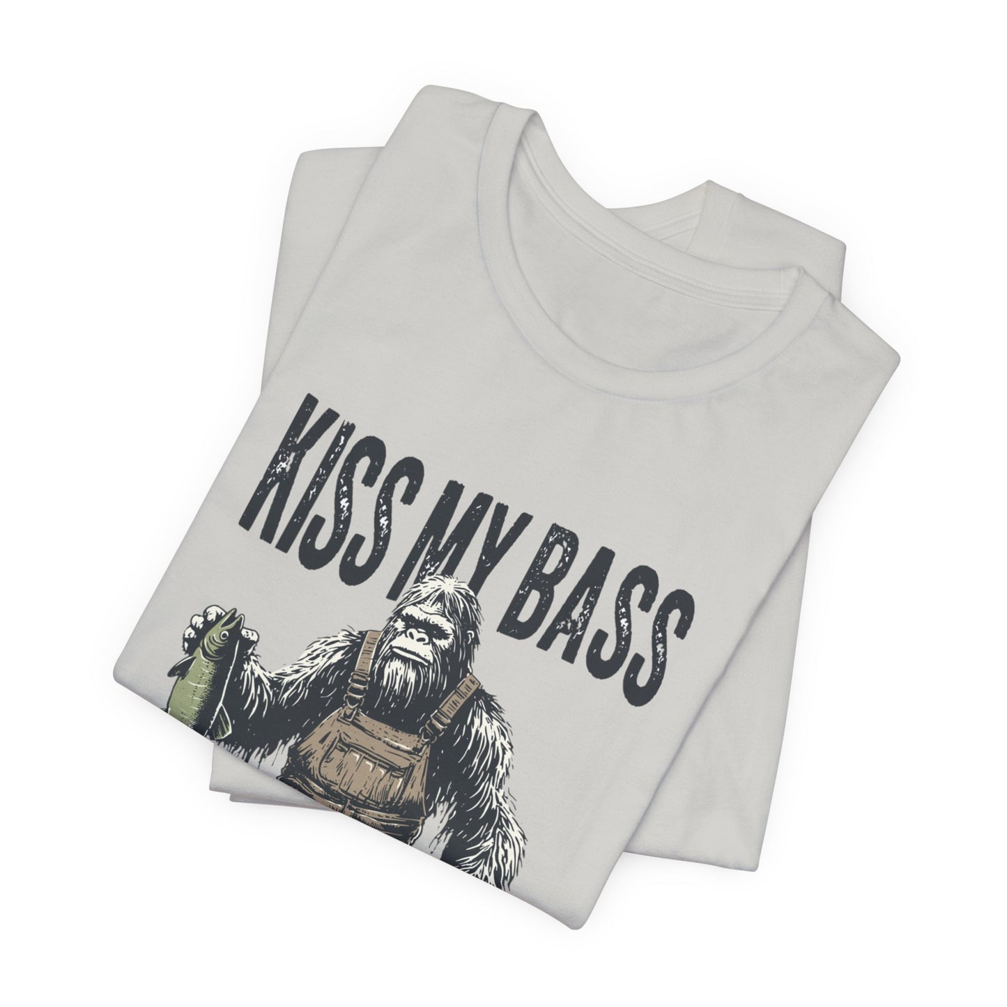 Kiss My Bass Fishing T-Shirt — Funny Bigfoot Angler Tee