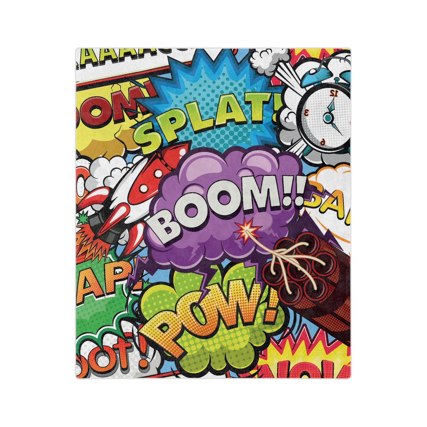 Comic Pop Art Microfiber Blanket — BOOM! POW! Graphic Throw for Kids & Pop Culture Fans