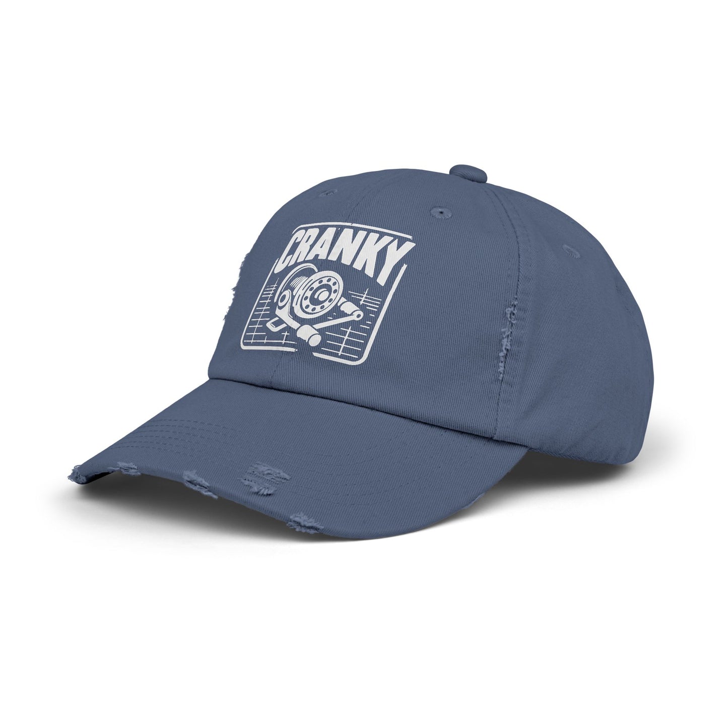 Cranky Vintage Distressed Cap — Retro Cartoon Heartbeat Graphic Hat
