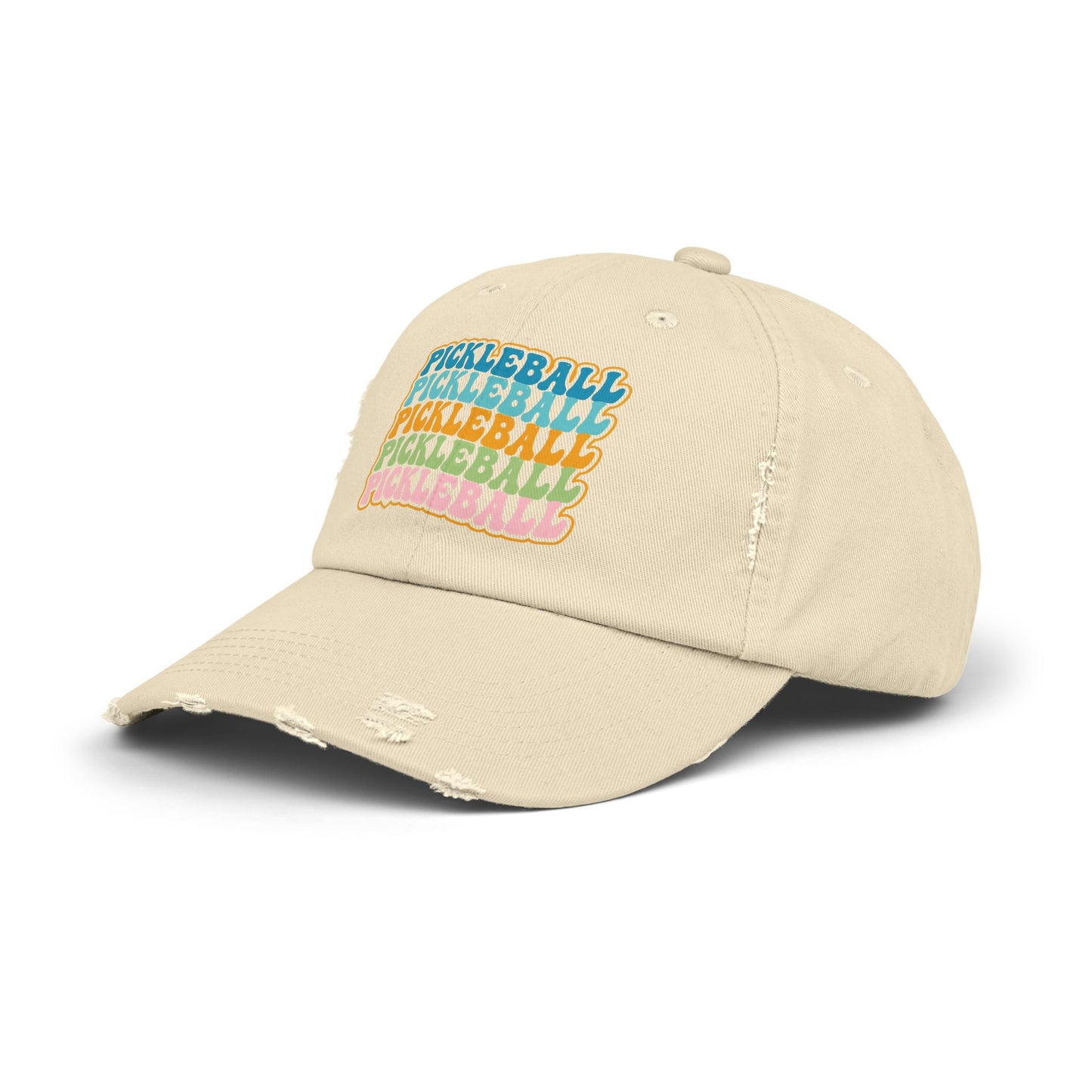 Retro "Pickleball" Distressed Cap — Vintage Rainbow Sport Hat