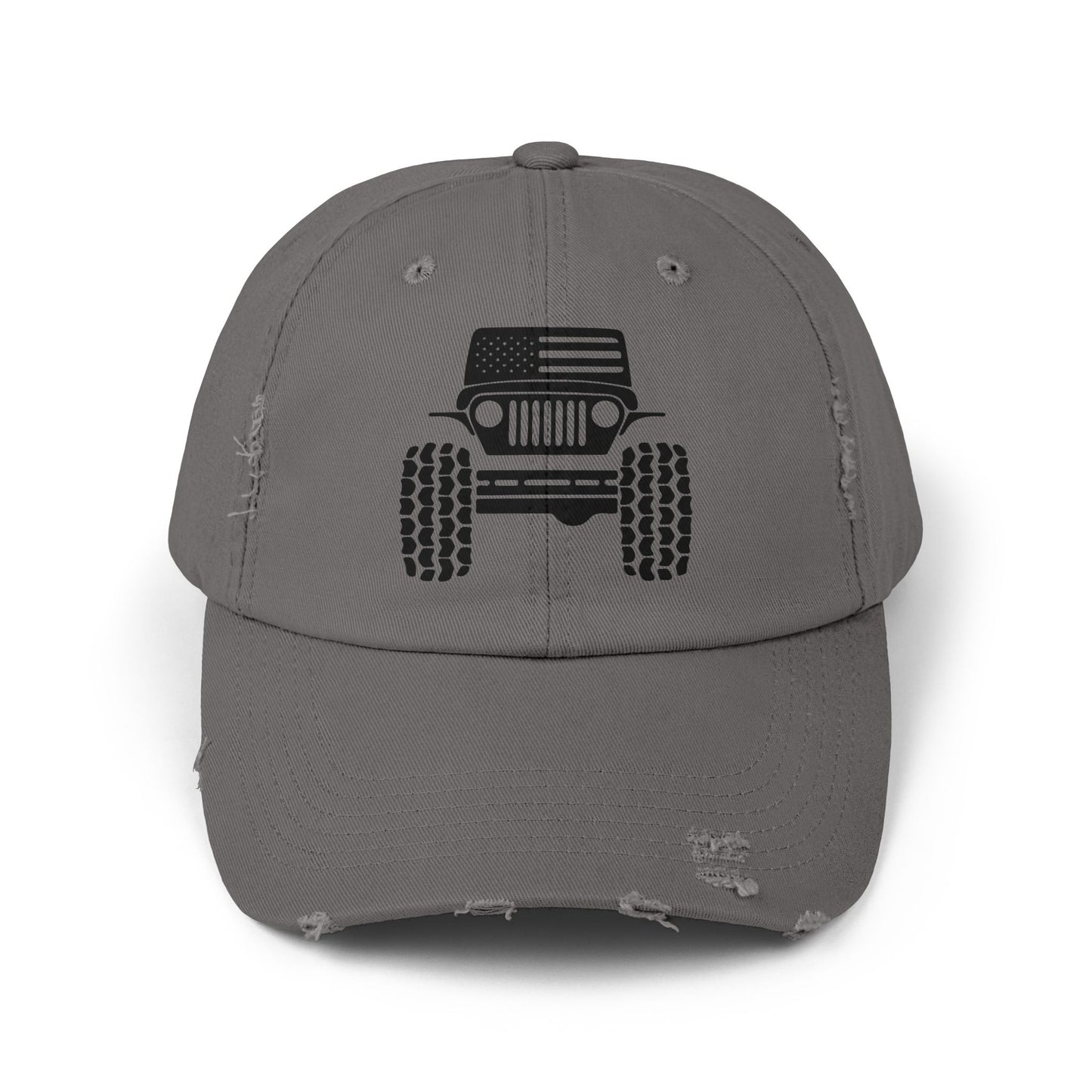Jeep Front Off-Road Truck Cap — Distressed Canvas Hat for Truck & 4x4 Enthusiasts