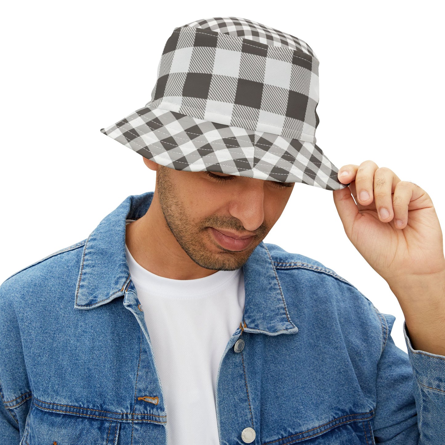 Black & White Buffalo Plaid Bucket Hat
