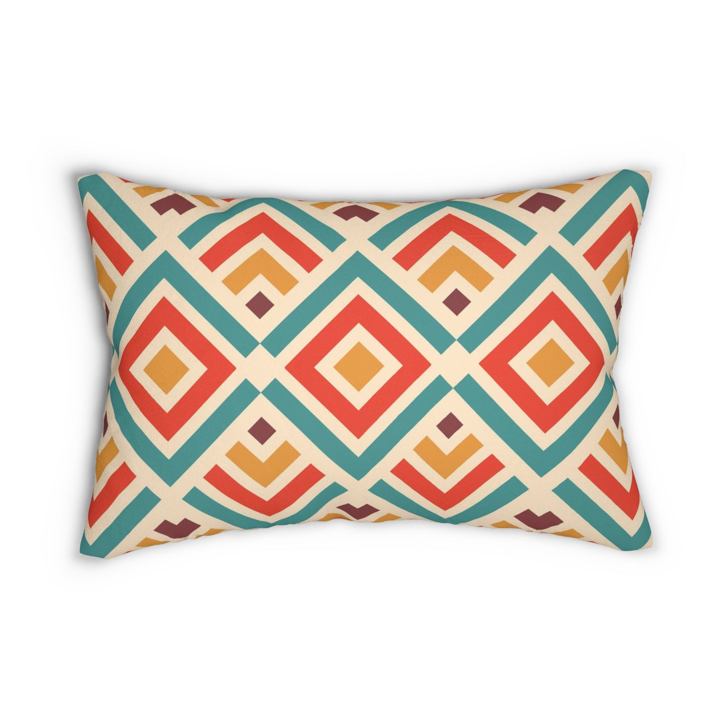 Geometric Diamond Lumbar Pillow — Mid-Century Retro Throw Cushion