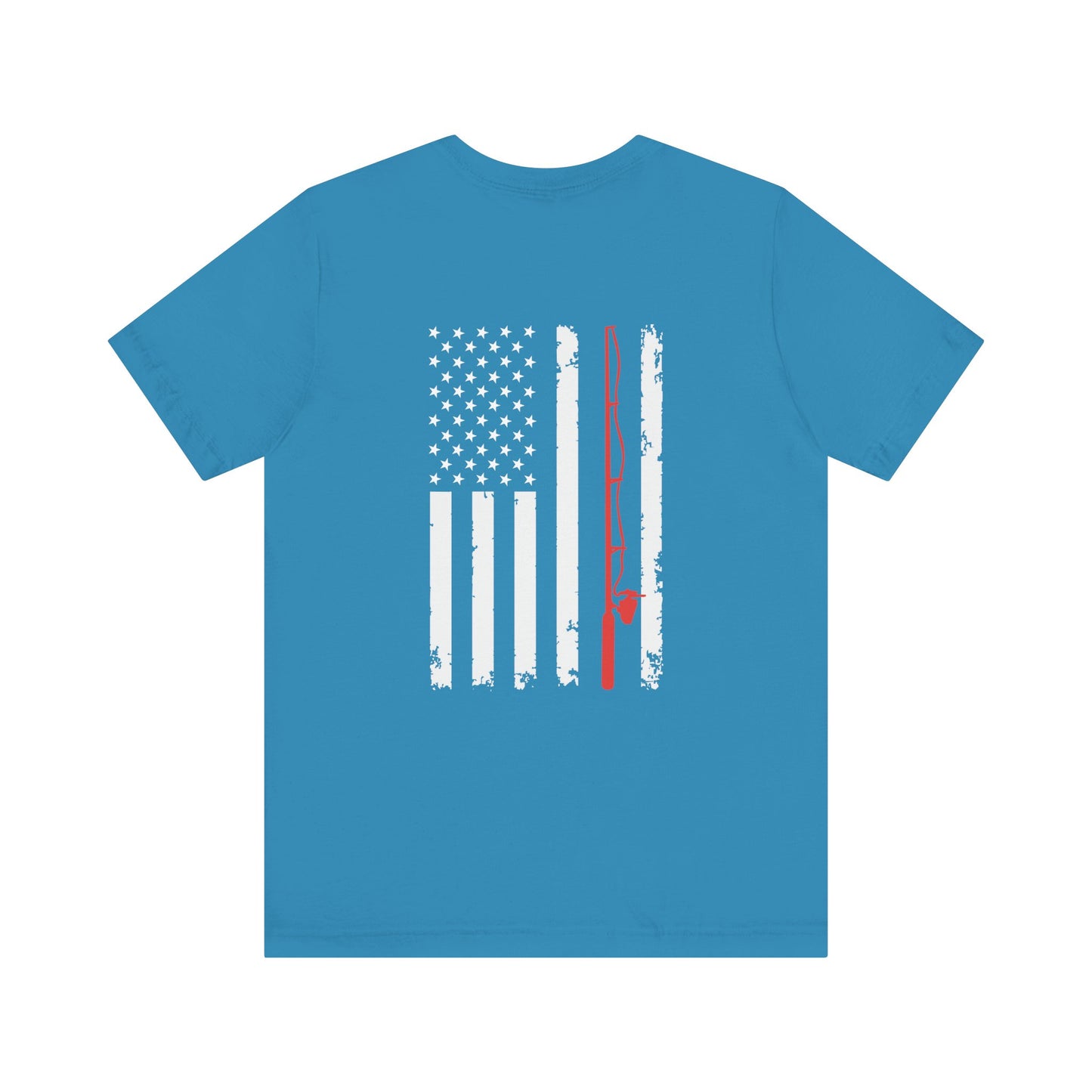 Flag with Fishing Rod Unisex Short Sleeve Tee