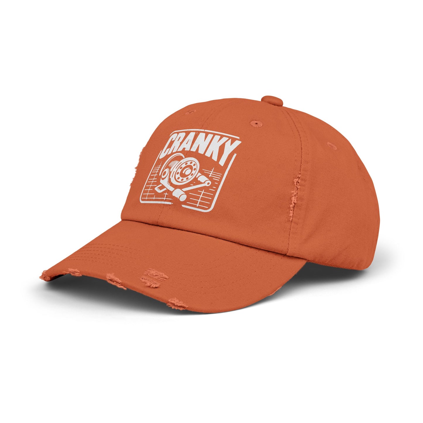 Cranky Vintage Distressed Cap — Retro Cartoon Heartbeat Graphic Hat