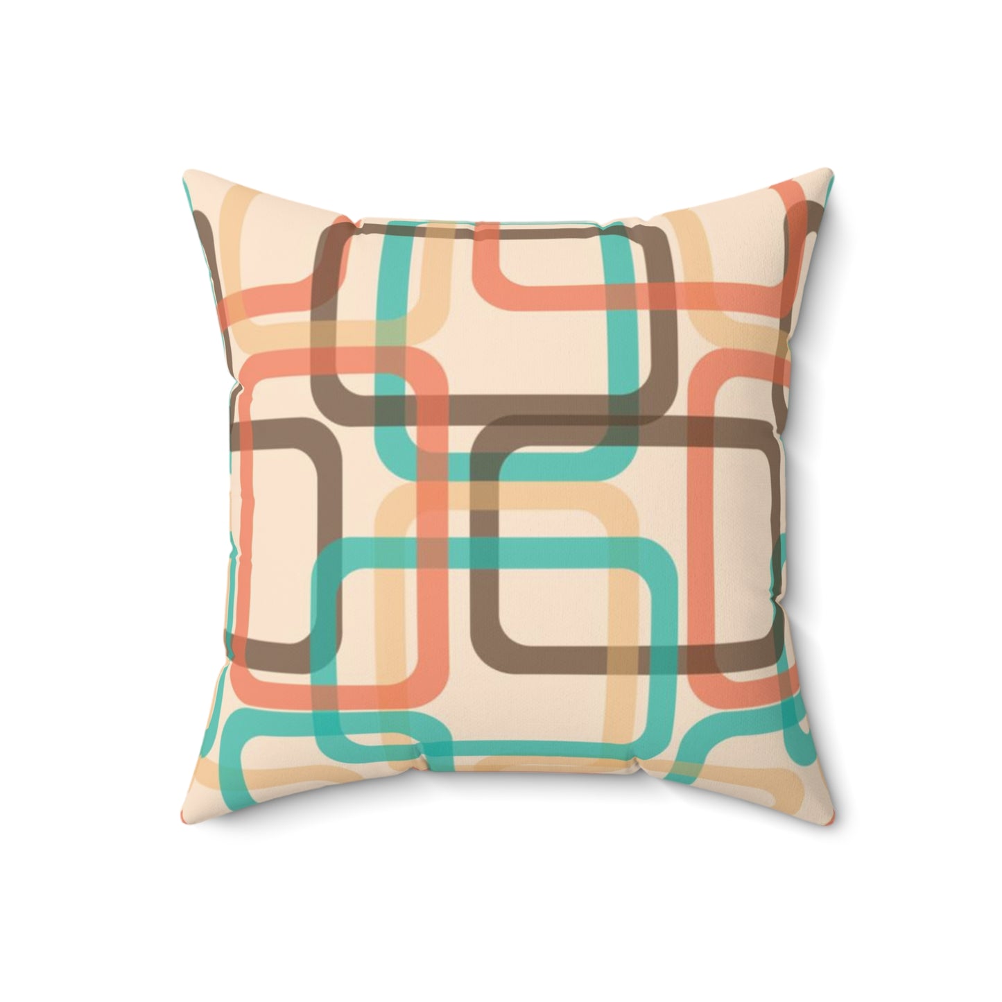 Mid-Century Geometric Throw Pillow — Retro Squares Pattern
