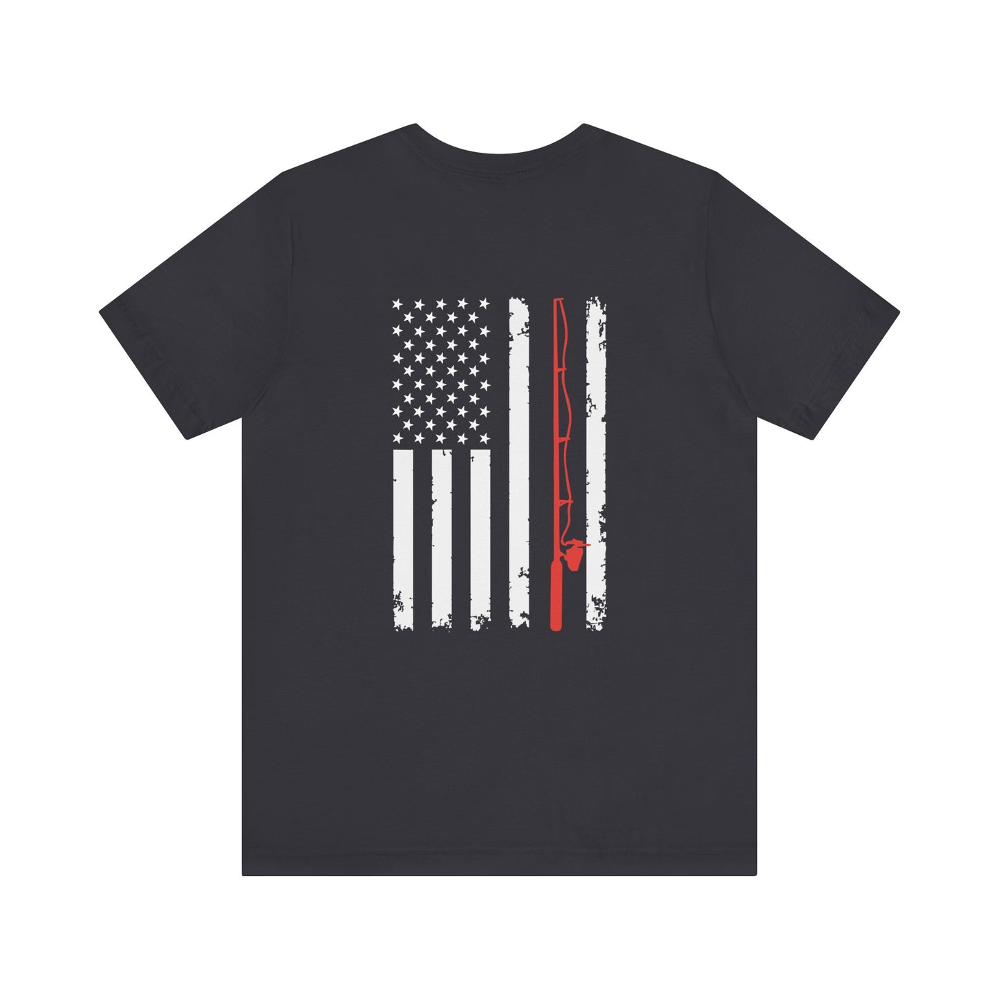 Flag with Fishing Rod Unisex Short Sleeve Tee