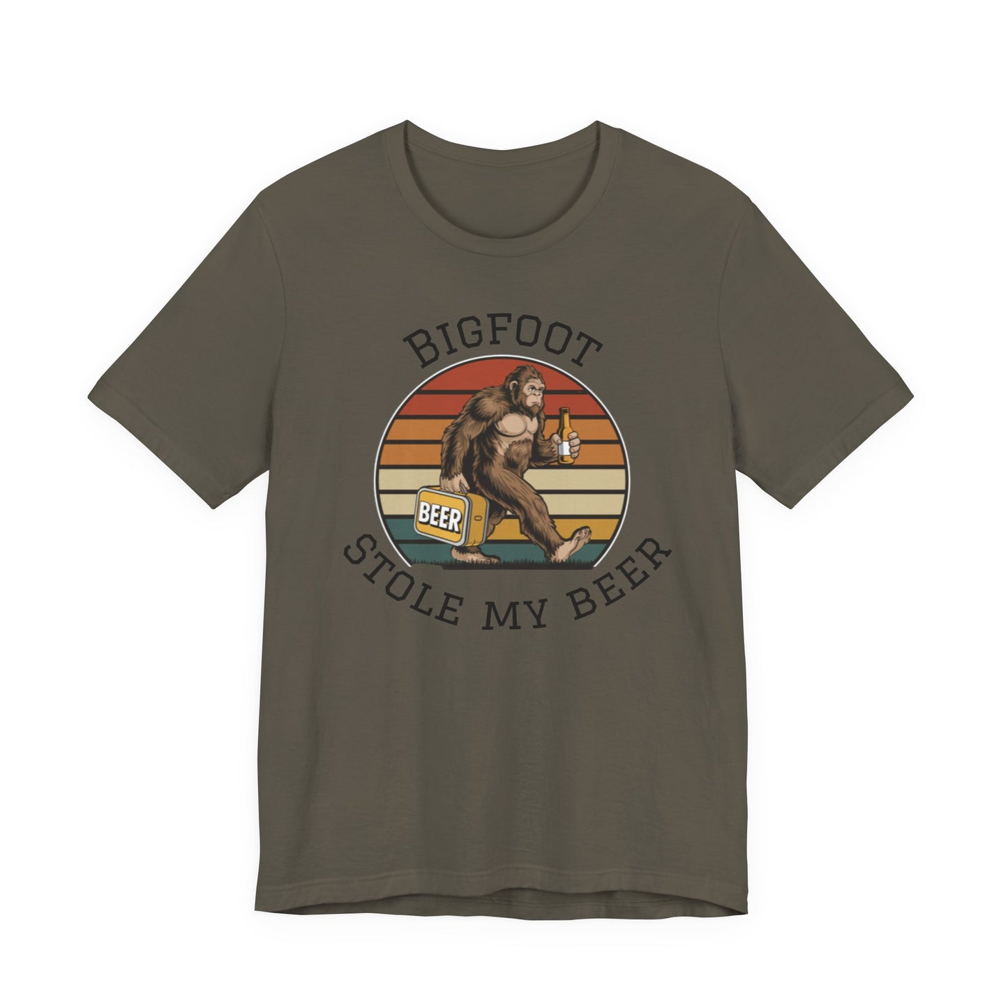Bigfoot Stole My Beer T-Shirt – Funny Sasquatch Retro Beer Tee