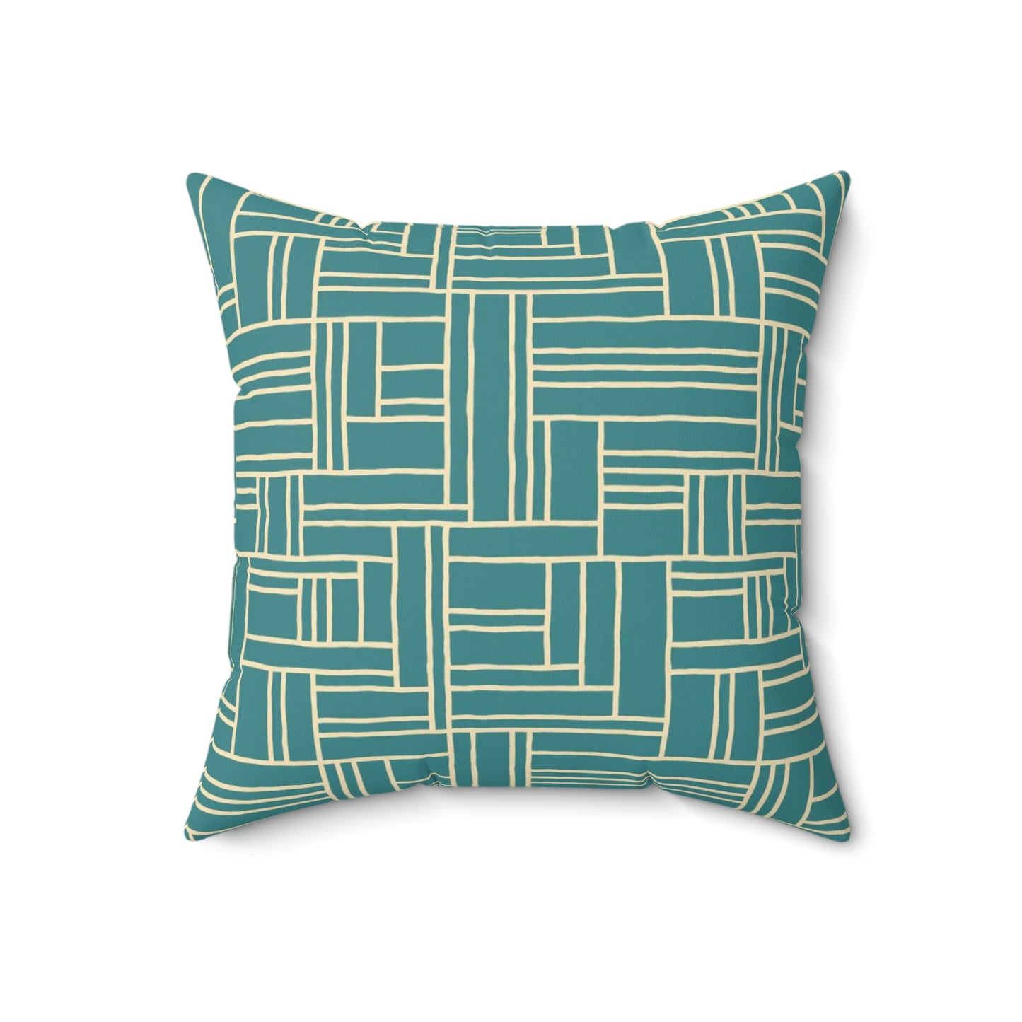 Teal Geometric Woven Pattern Pillow