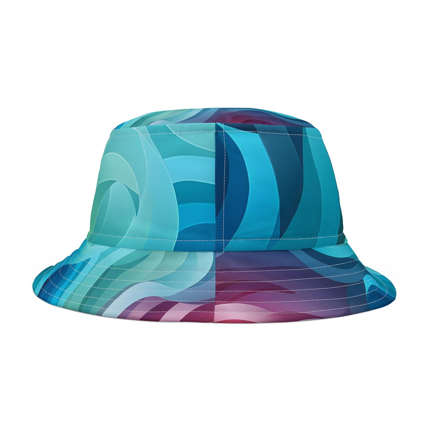 Colorful Wave Bucket Hat — Retro Rainbow Abstract Pattern