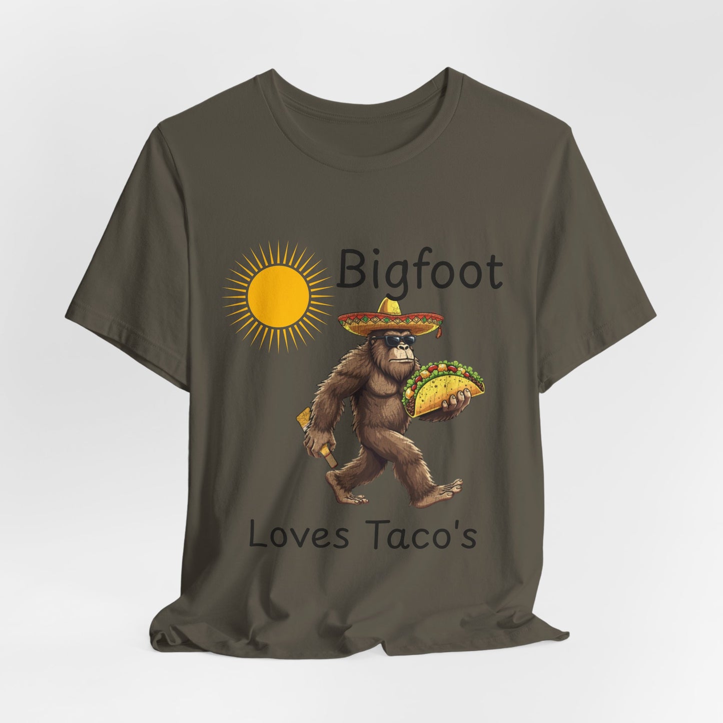 Bigfoot Loves Tacos T-Shirt — Funny Sasquatch Taco Tee