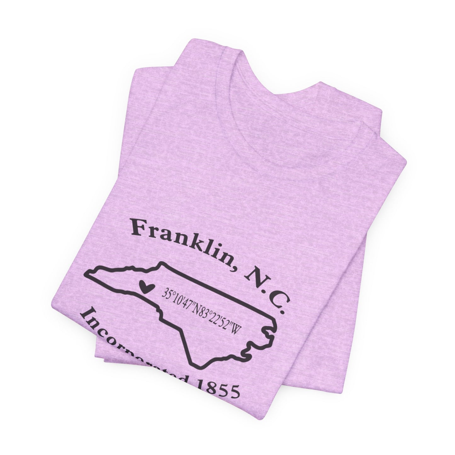 Franklin, NC Map T-Shirt — 'Incorporated 1855' North Carolina Souvenir Tee