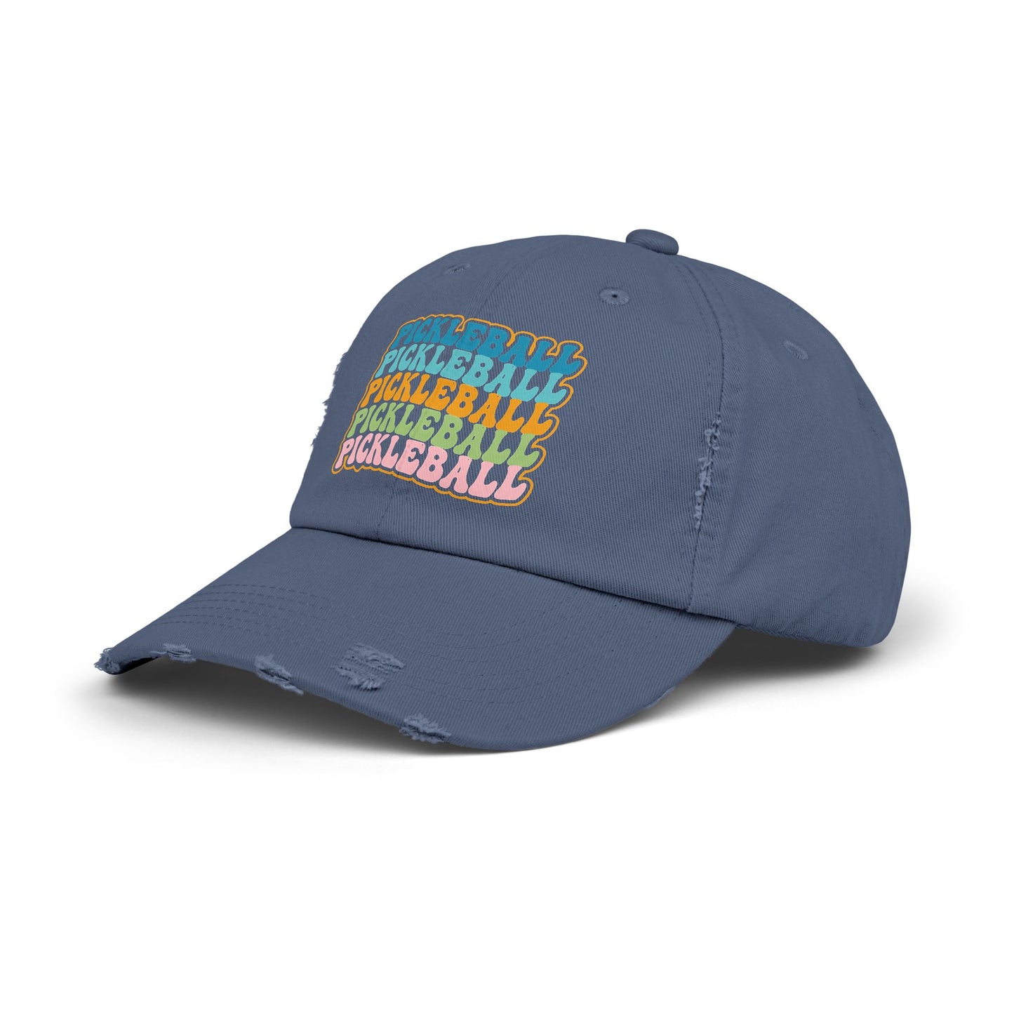 Retro "Pickleball" Distressed Cap — Vintage Rainbow Sport Hat