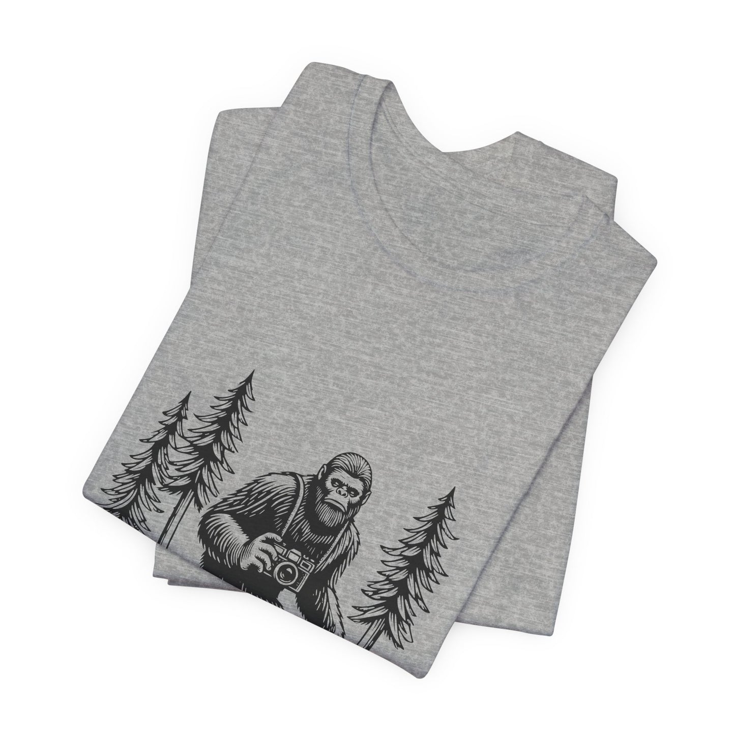 Bigfoot Forest Camera T-Shirt — Sasquatch Photography Graphic Tee