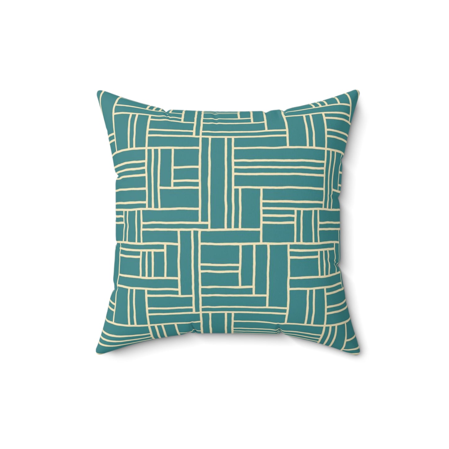 Teal Geometric Woven Pattern Pillow