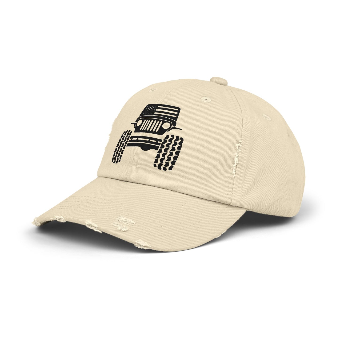 Jeep Front Off-Road Truck Cap — Distressed Canvas Hat for Truck & 4x4 Enthusiasts